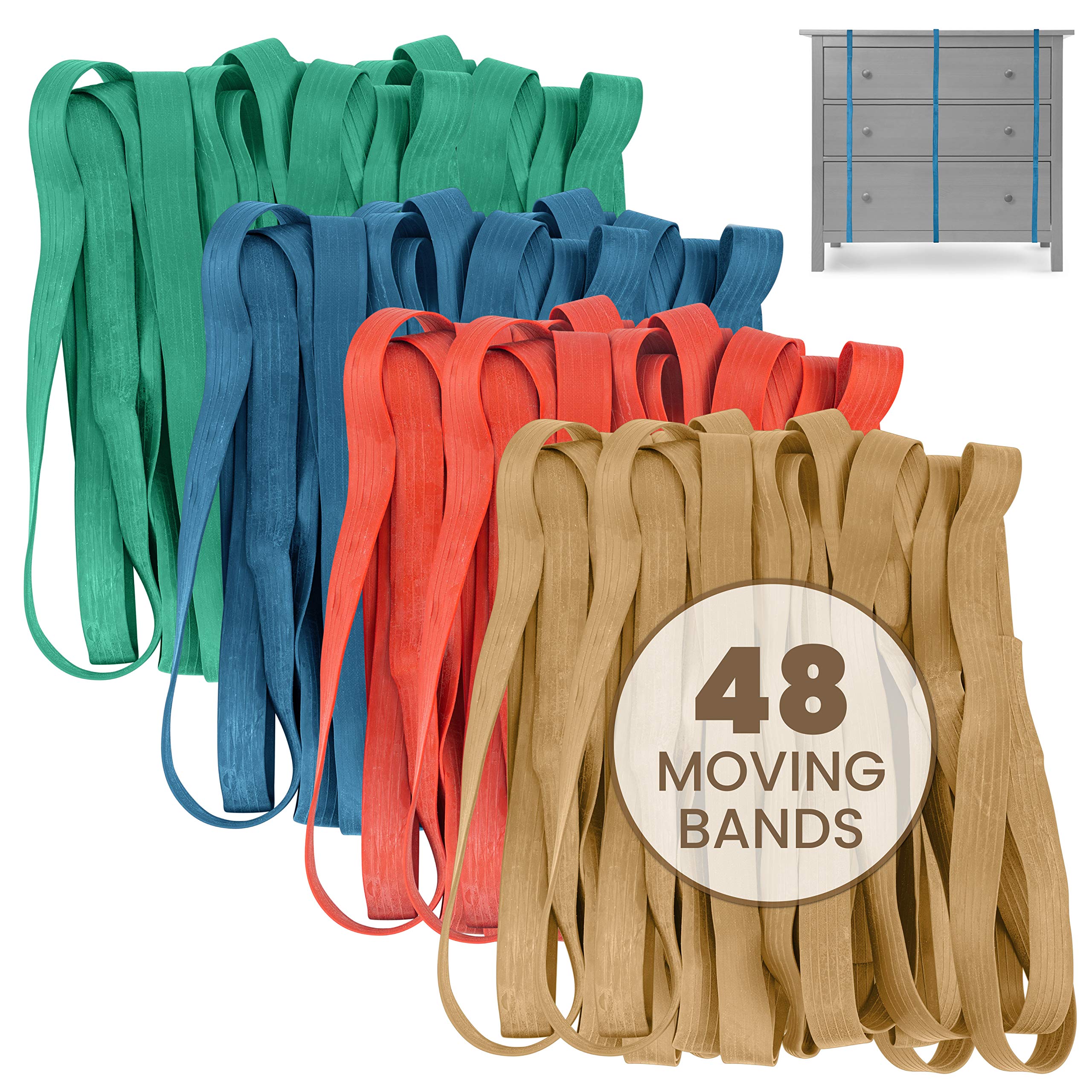 12 Pack Variety Extra Large Moving Rubber Bands for Furniture and Moving Blankets - Extra Strength Rubber Mover Bands - 42", 36" and 30" Length - Moving Supplies by Kitchentoolz