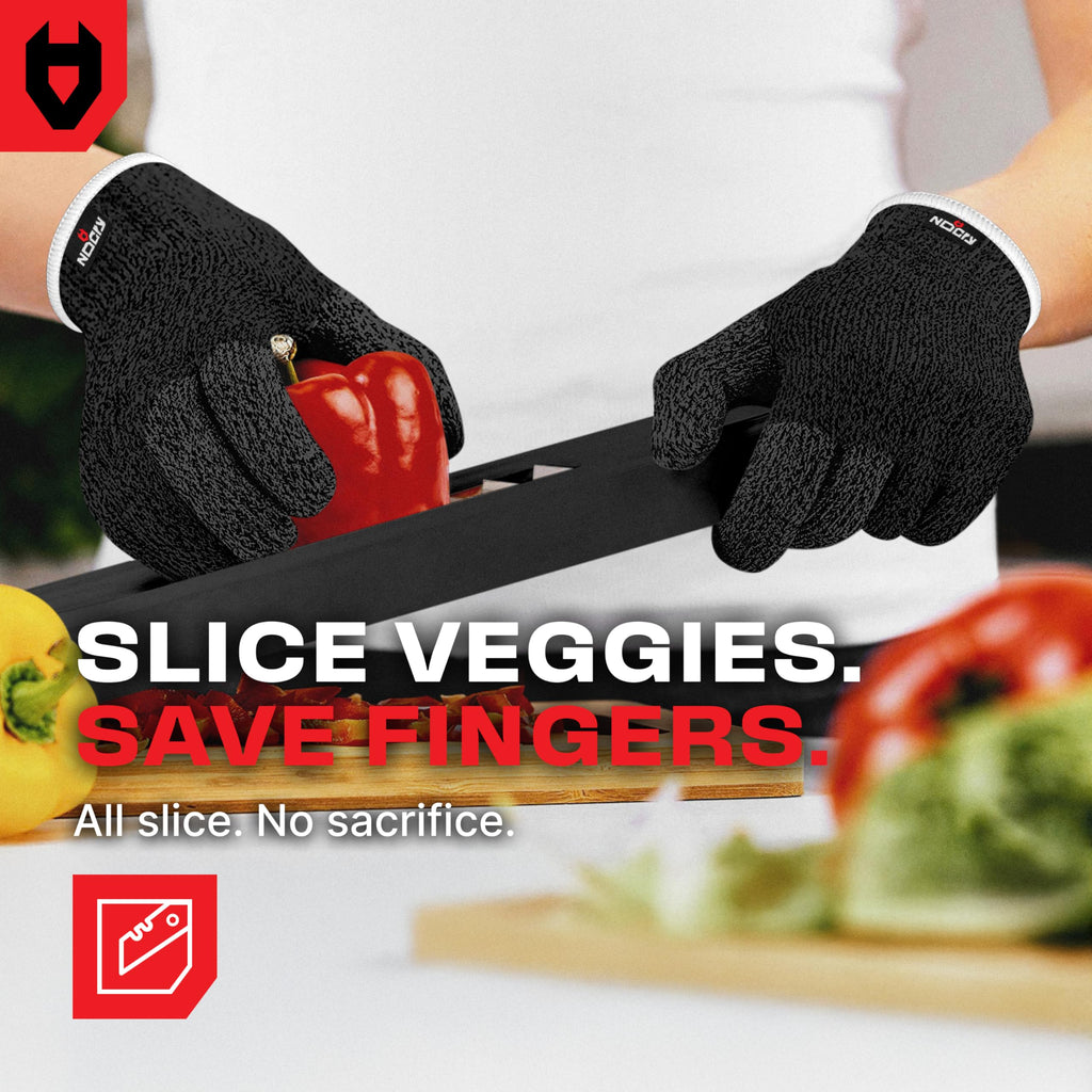 NoCry Premium Cut Resistant Gloves Food Grade — 100% Food Safe — Level 5 Meat Cutting Glove for Chefs & Butchers — Perfect Mandoline Glove or Oyster Shucking Gloves with Superior Comfort & Dexterity