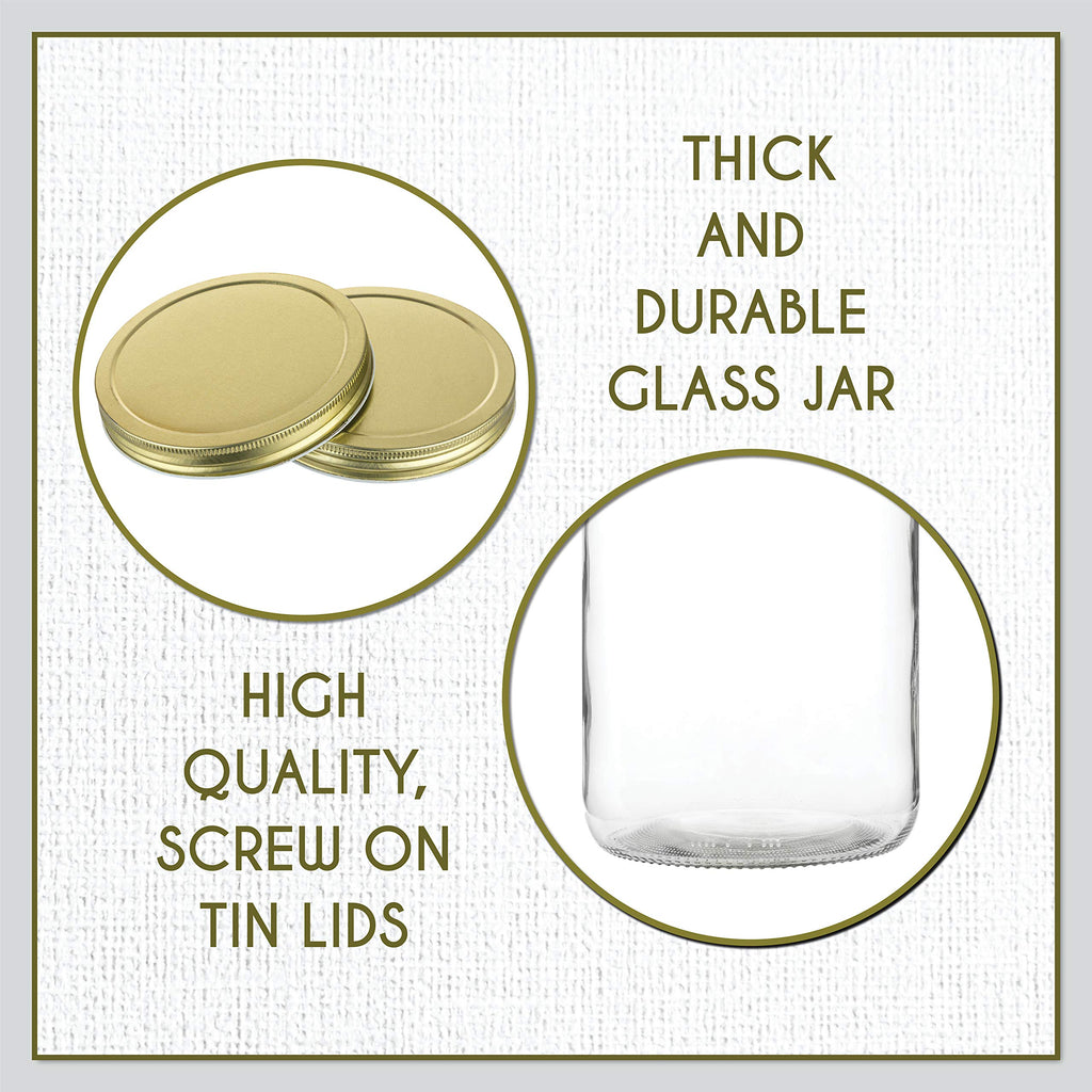 kitchentoolz 1 Gallon Glass Jar with Lid – Gallon Mason Wide Mouth Large Glass Jar for Fermenting, Pickling, Canning, Fermentation Jar, Kombucha, and Food Storage – 1 Gallon Jar Made in USA