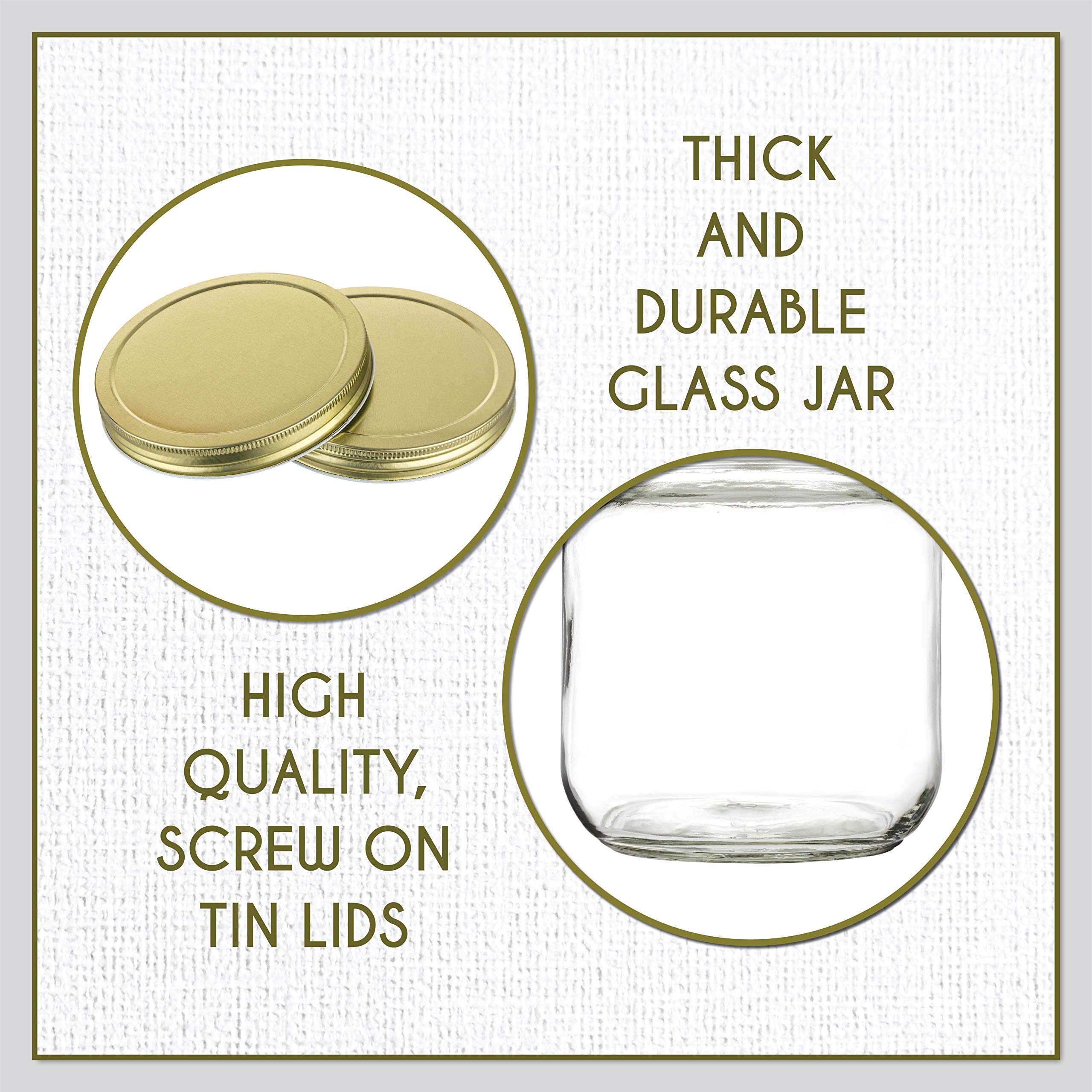 kitchentoolz Half Gallon Mason Jar Wide Mouth with Airtight Metal Lid - Safe for Fermenting, Pickling, Sourdough & Kombucha - Glass 64 oz Mason Jar - Made in USA - BPA Free