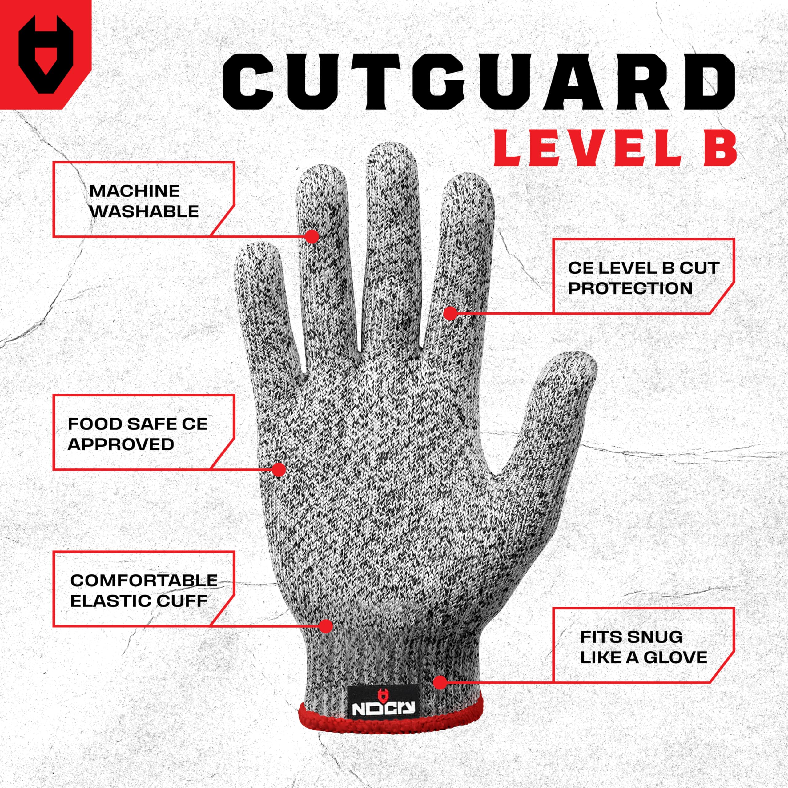 NoCry Premium Cut Resistant Gloves Food Grade — 100% Food Safe — Level 5 Meat Cutting Glove for Chefs & Butchers — Perfect Mandoline Glove or Oyster Shucking Gloves with Superior Comfort & Dexterity