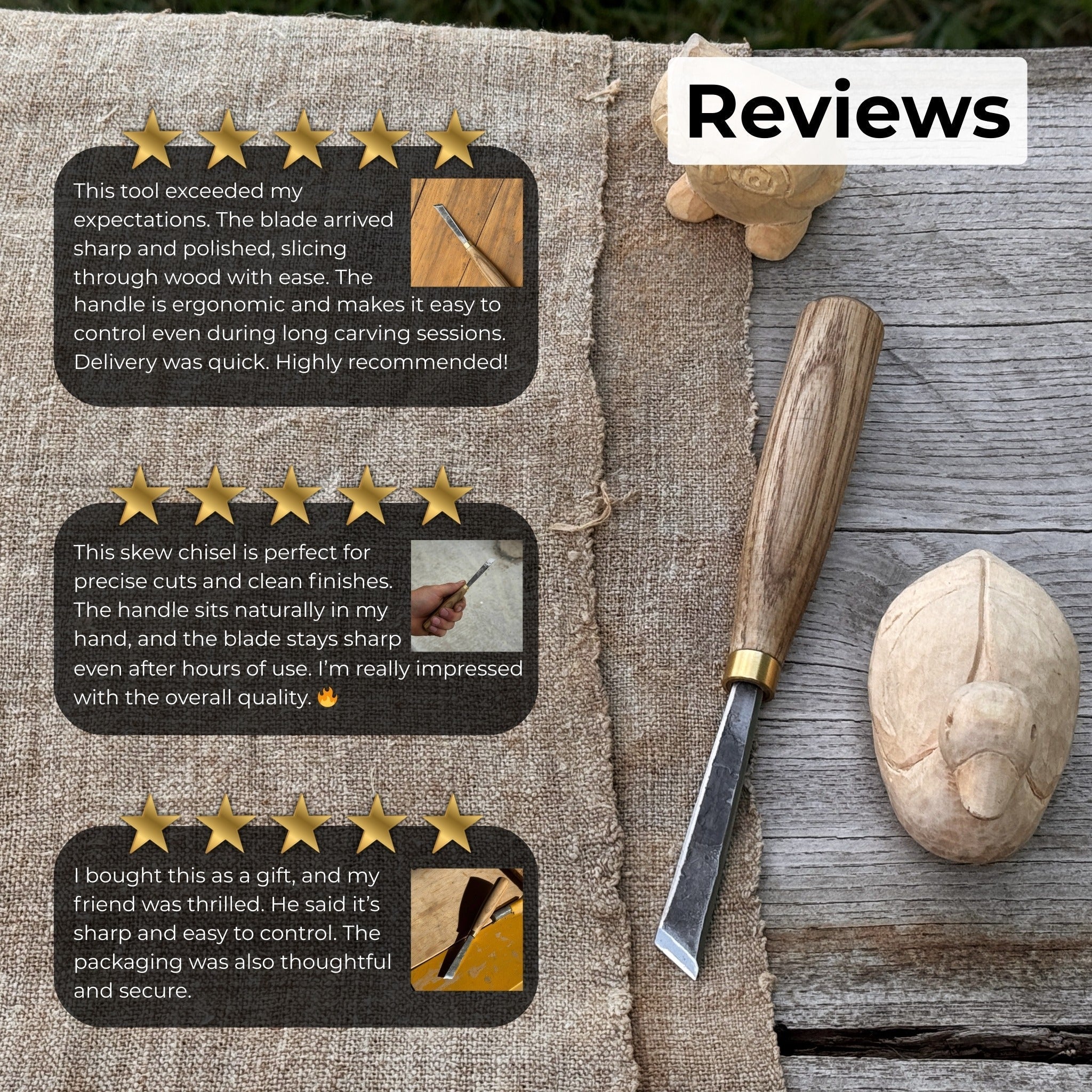 Angled Bevel Carving Chisel – 10 mm (0.39 inches)