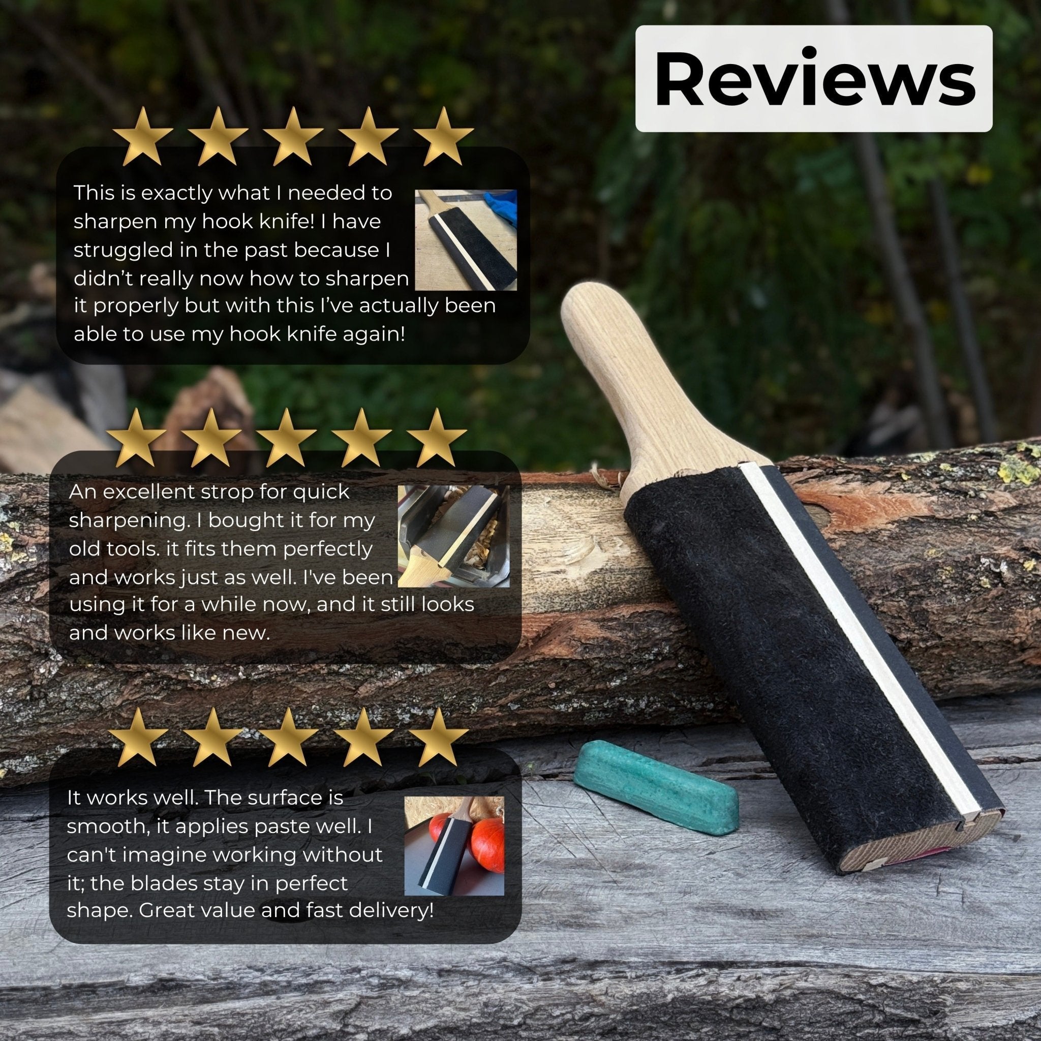Dual-Sided Leather Paddle Strop For Hook Knives & Gouges