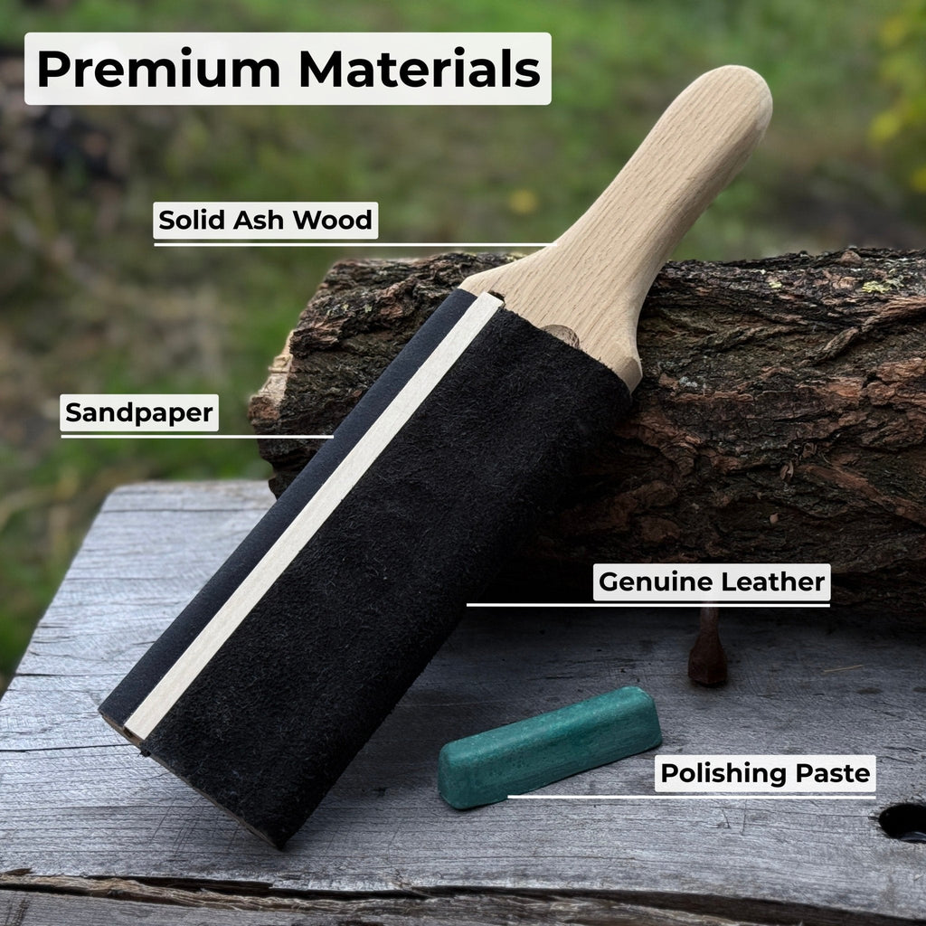 Dual-Sided Leather Paddle Strop For Hook Knives & Gouges