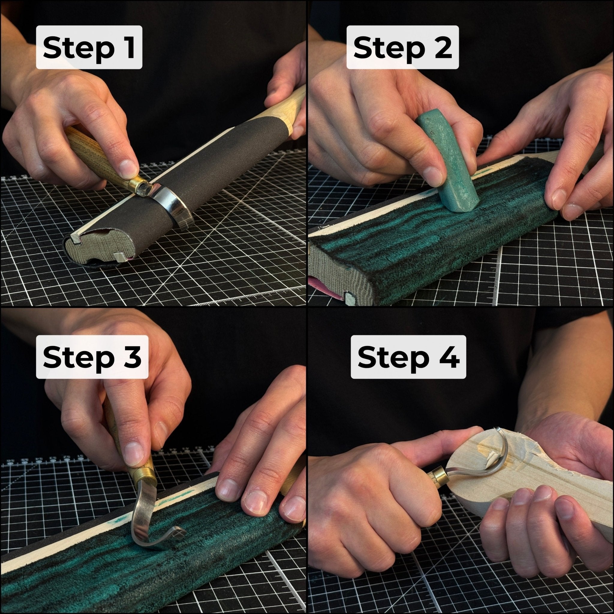Dual-Sided Leather Paddle Strop For Hook Knives & Gouges
