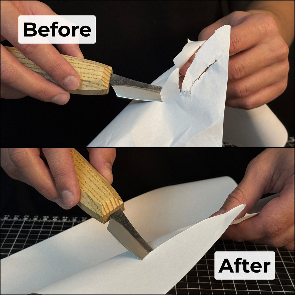 Dual-Sided Leather Paddle Strop For Hook Knives & Gouges