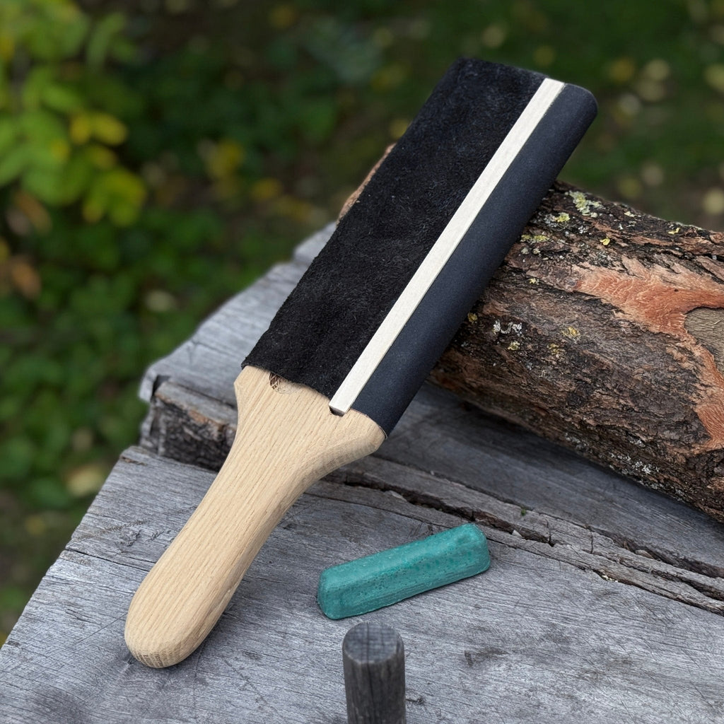 Dual-Sided Leather Paddle Strop For Hook Knives & Gouges