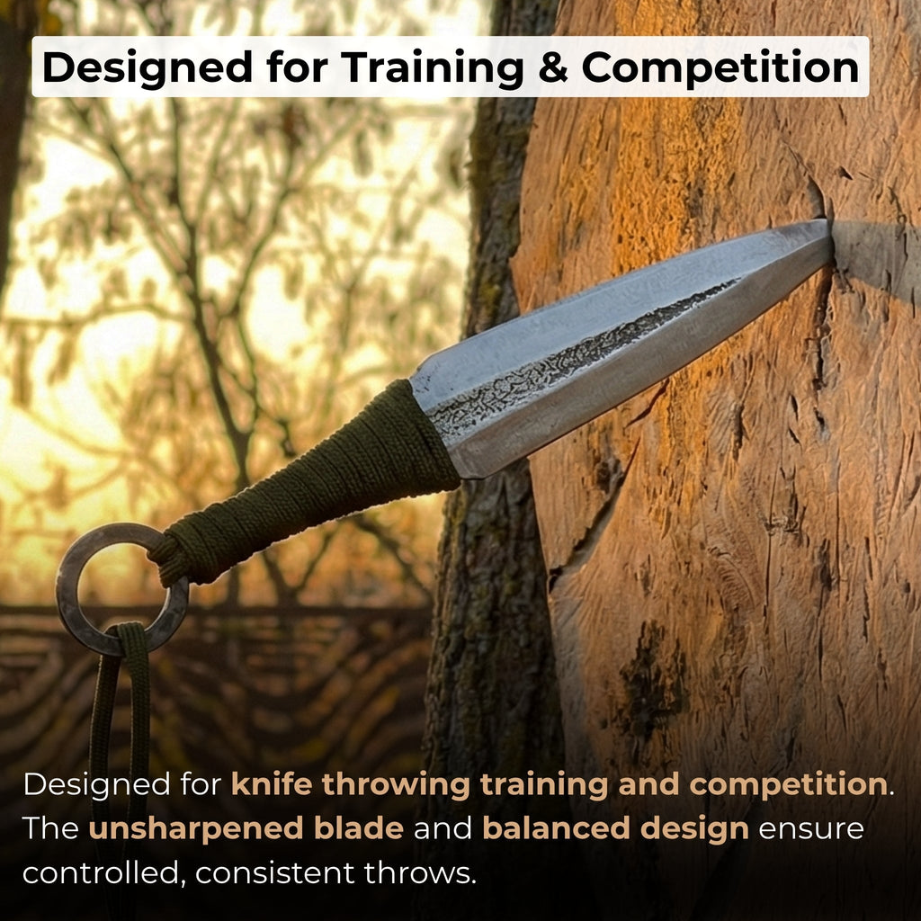 Hand-Forged Throwing Knife – 23 cm (9 in) with Leather Belt Sheath
