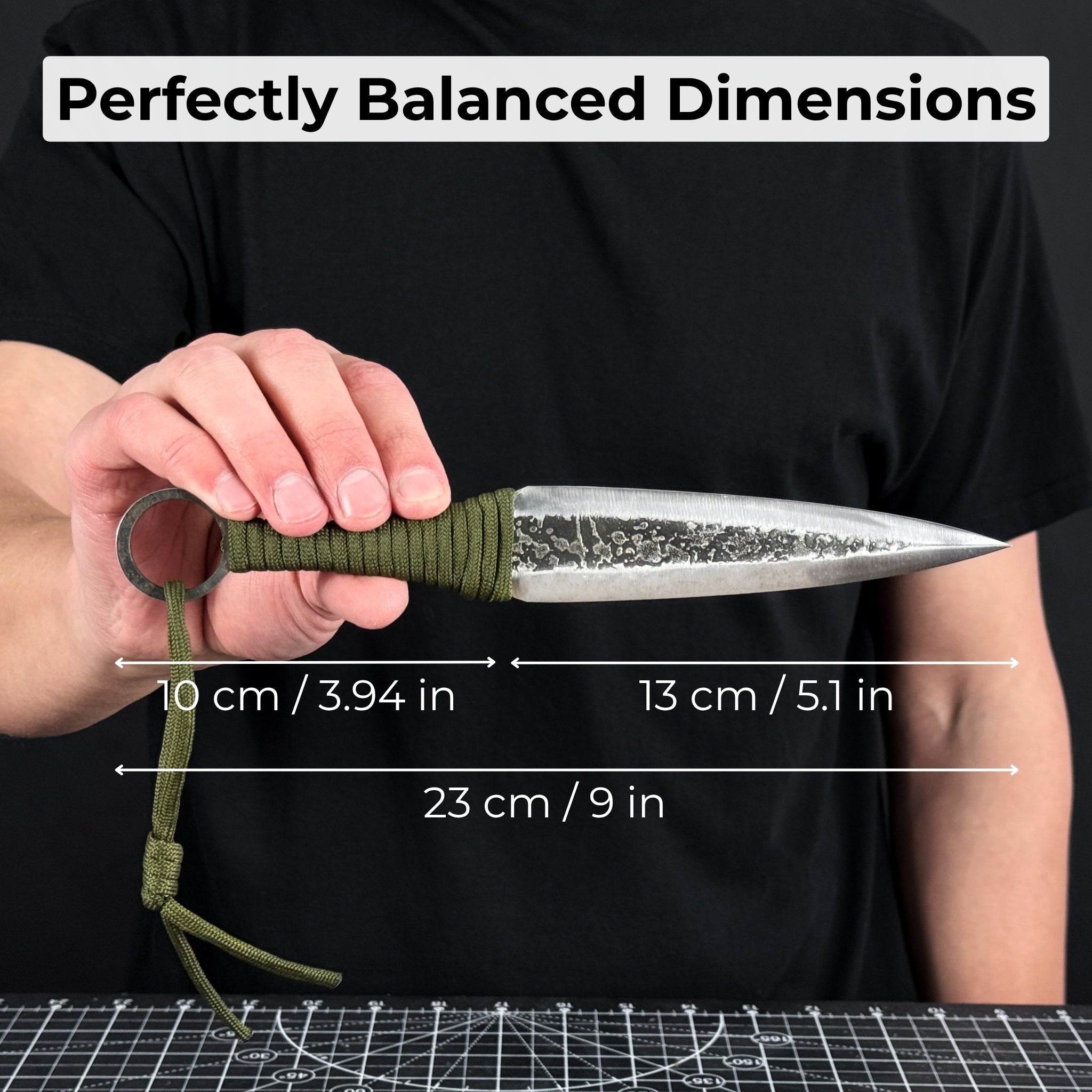 Hand-Forged Throwing Knife – 23 cm (9 in) with Leather Belt Sheath