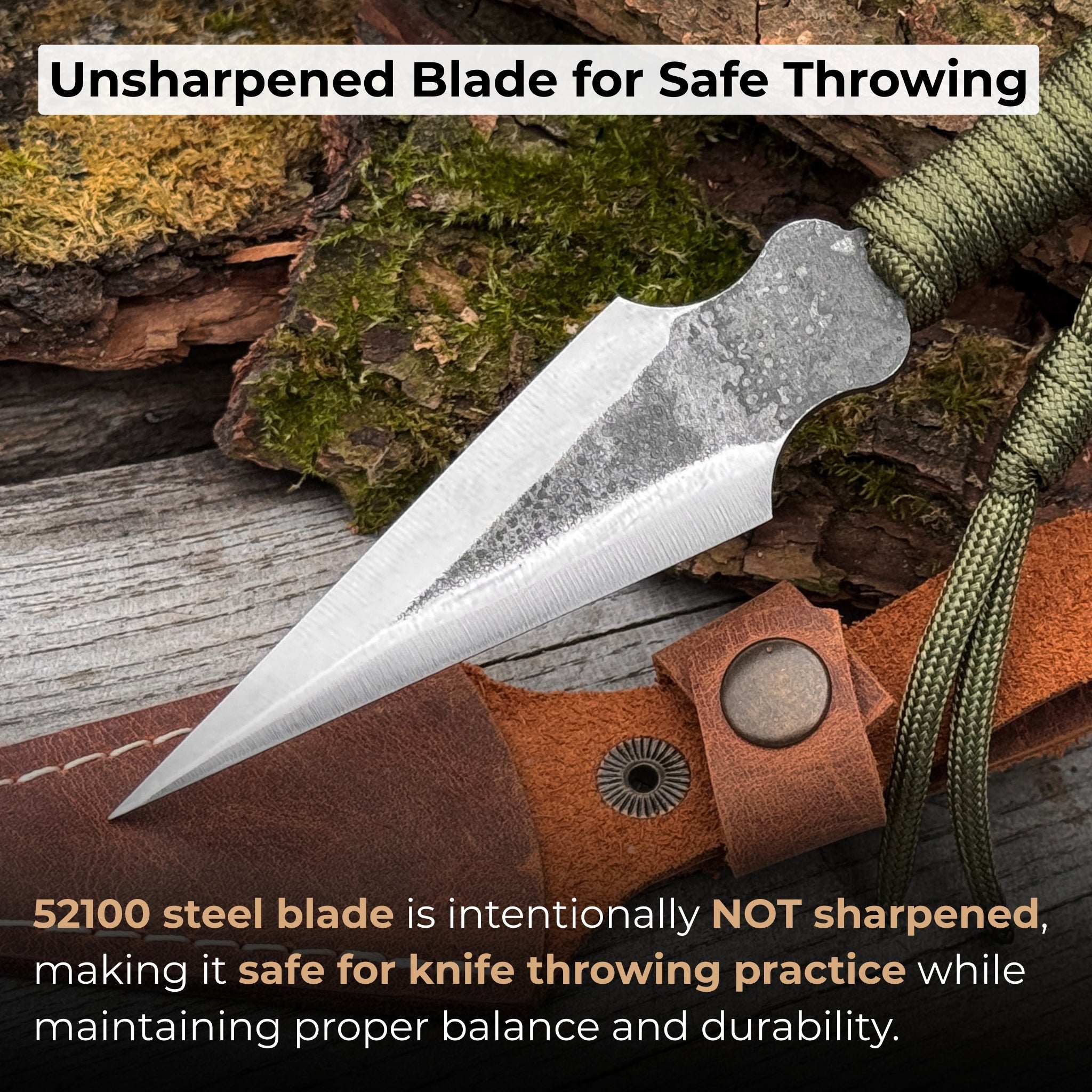 Hand-Forged Throwing Knife with Leather Belt Sheath, 16 cm (6.3 inches)