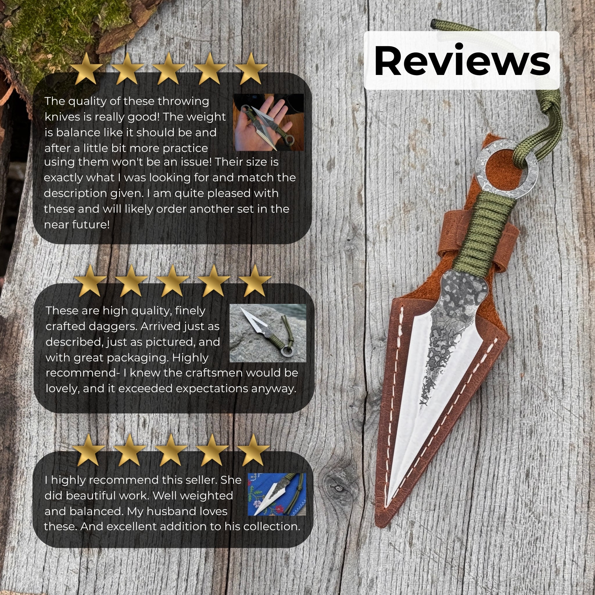 Hand-Forged Throwing Knife with Leather Belt Sheath, 16 cm (6.3 inches)