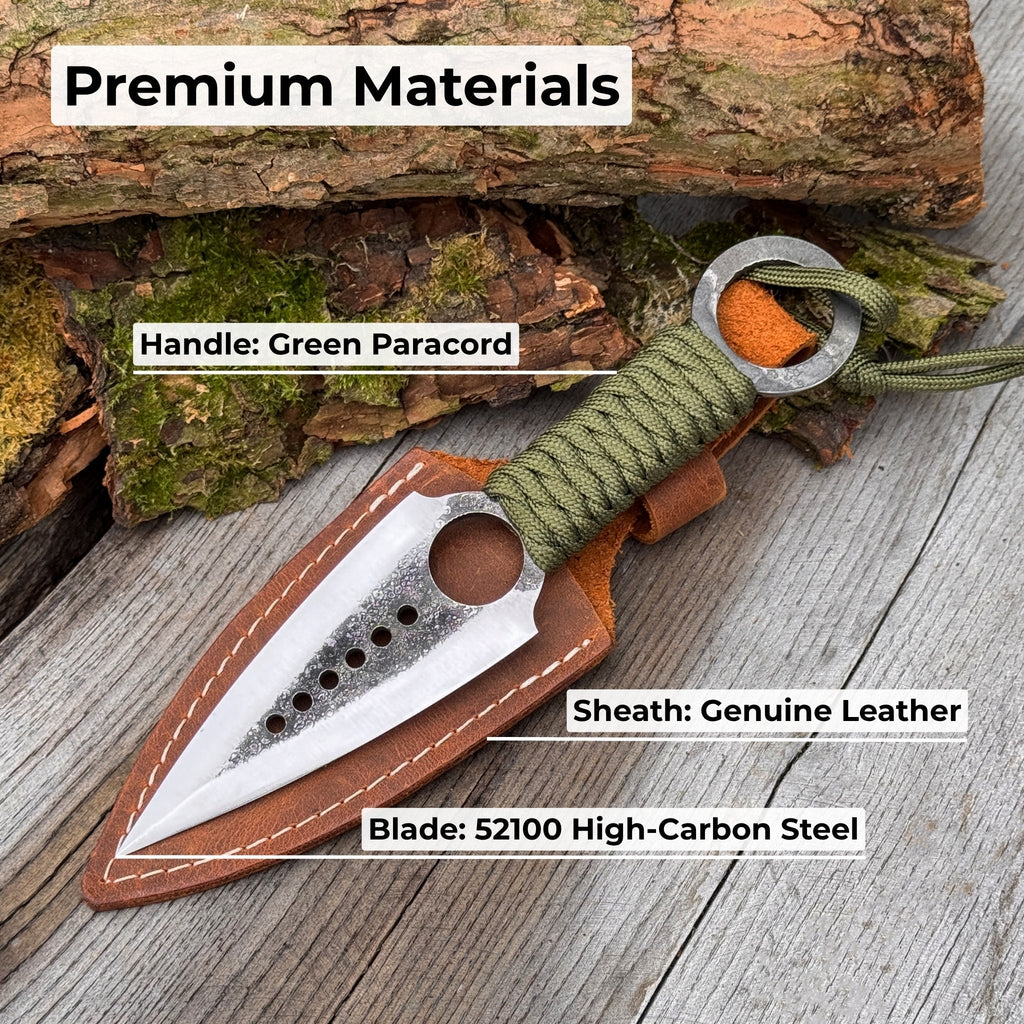 Hand-Forged Throwing Knife with Leather Belt Sheath, 19 cm (7.48 inches)