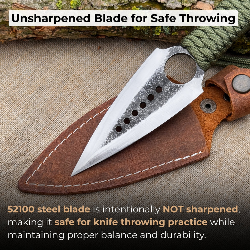 Hand-Forged Throwing Knife with Leather Belt Sheath, 19 cm (7.48 inches)