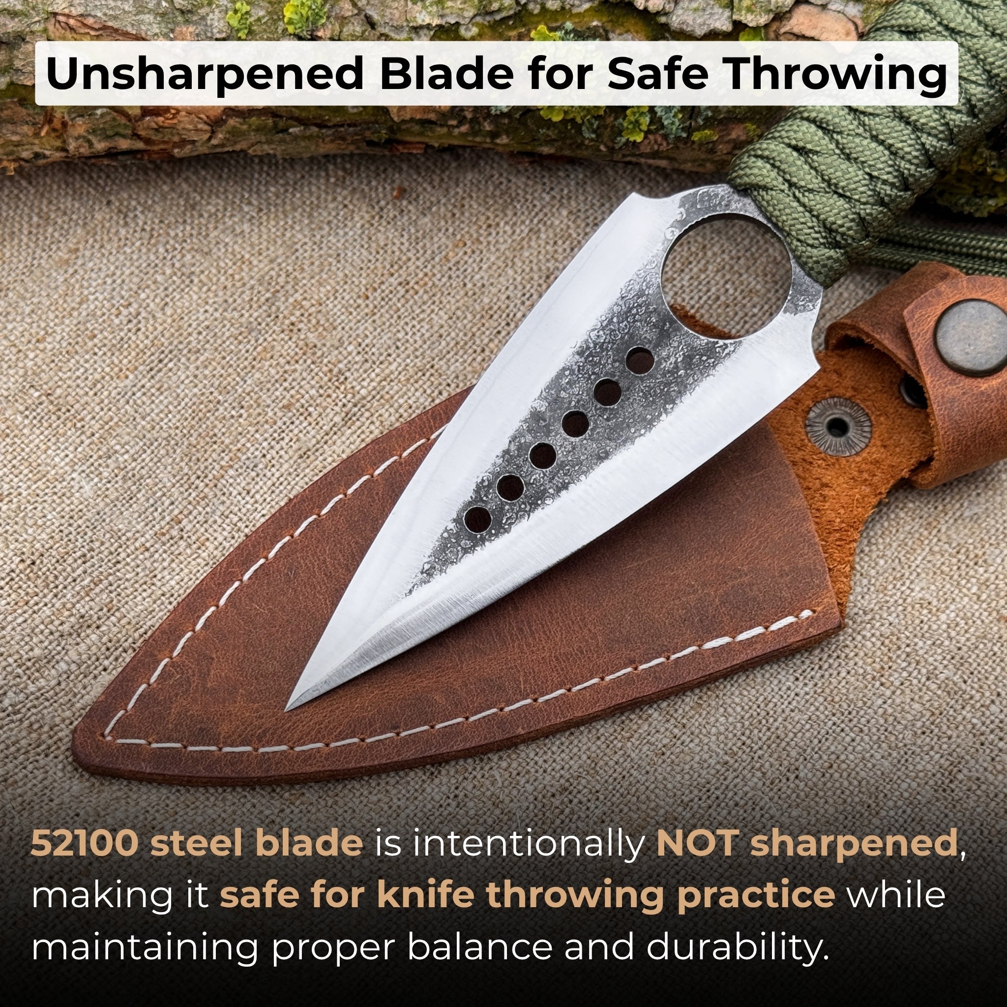 Hand-Forged Throwing Knife with Leather Belt Sheath, 19 cm (7.48 inches)