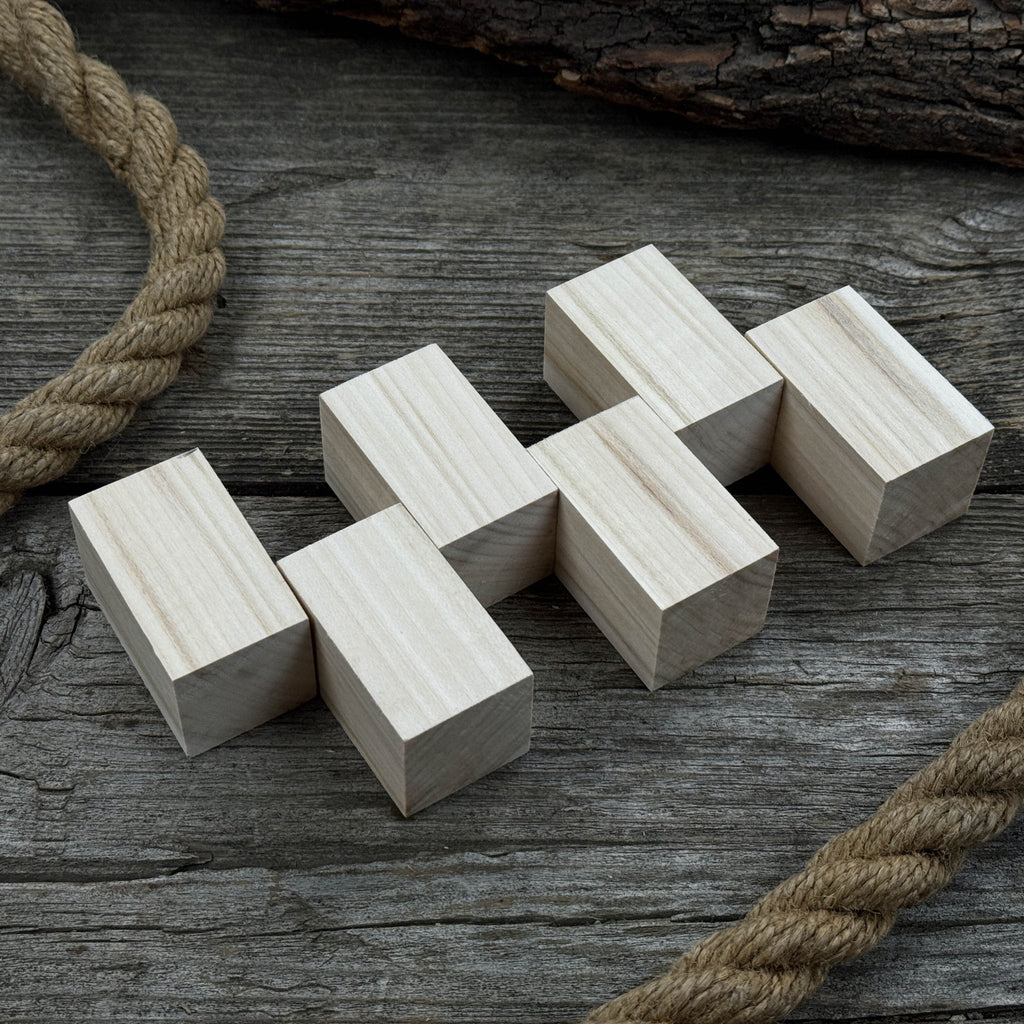 Set of 6 Linden Wood Carving Blanks, 5 × 3 × 3 cm (1.97 × 1.18 × 1.18 in)