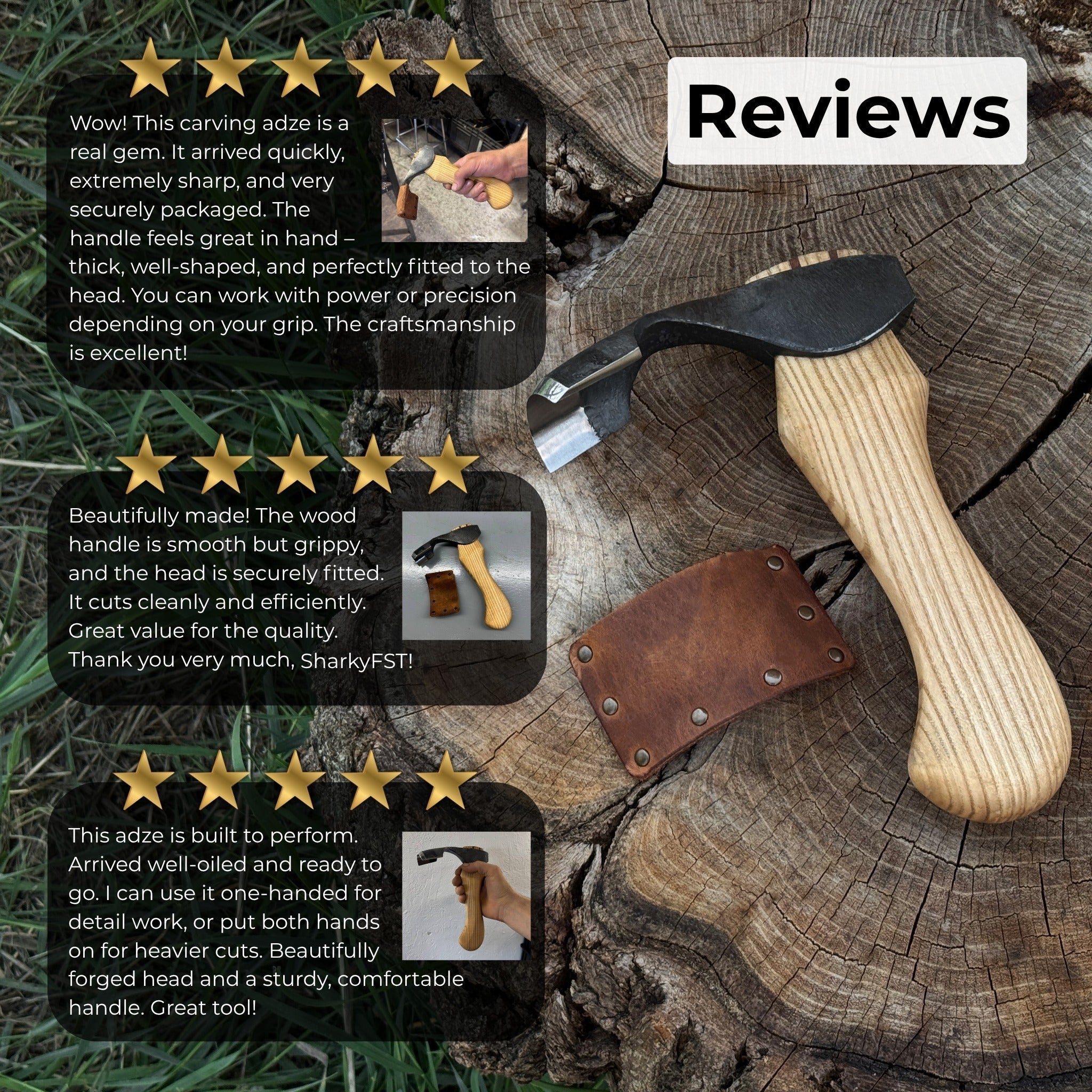 Small Kuksa Adze with Deep Curved (Round) Blade, 4.5 cm (1.8 in)