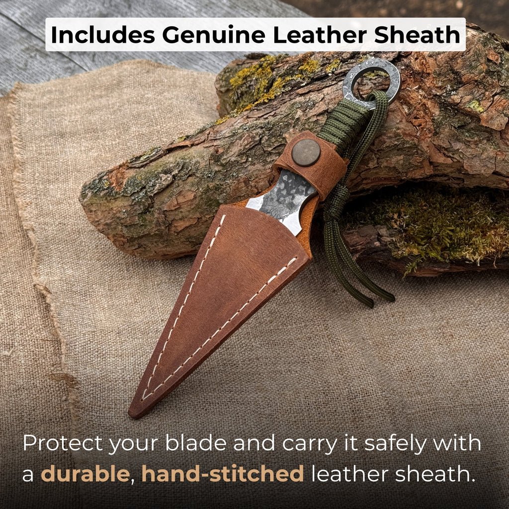 Throwing Knife with Leather Sheath, 16 cm (6.3 inches)