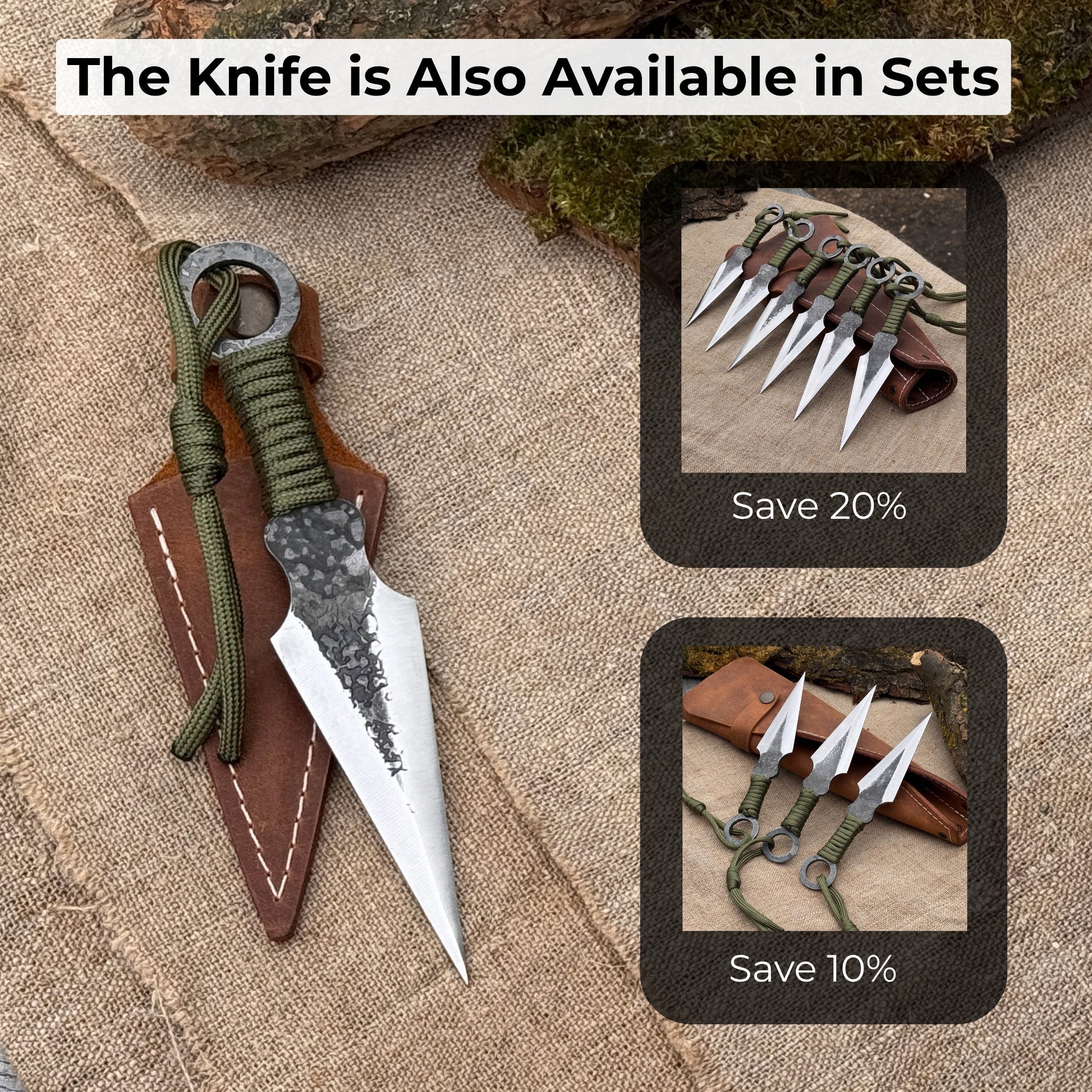 Throwing Knife with Leather Sheath, 16 cm (6.3 inches)