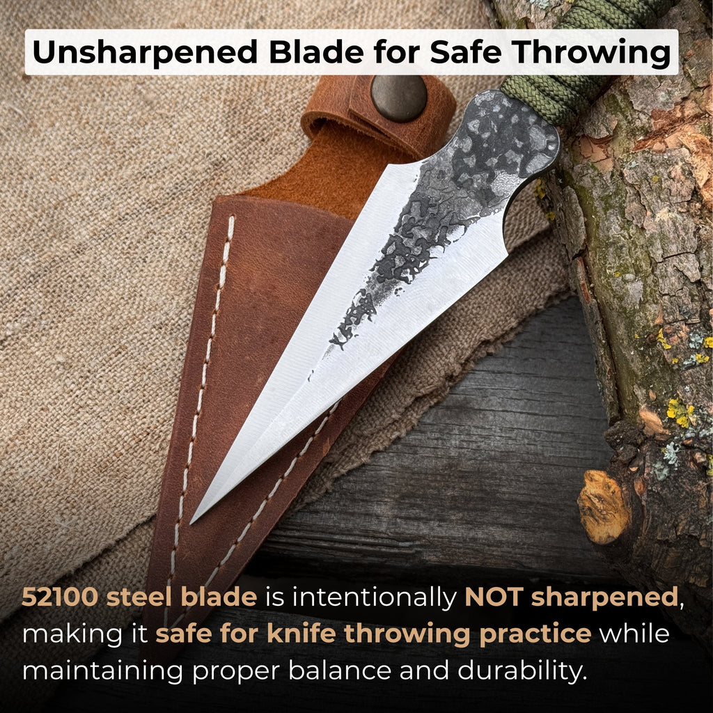 Throwing Knife with Leather Sheath, 16 cm (6.3 inches)