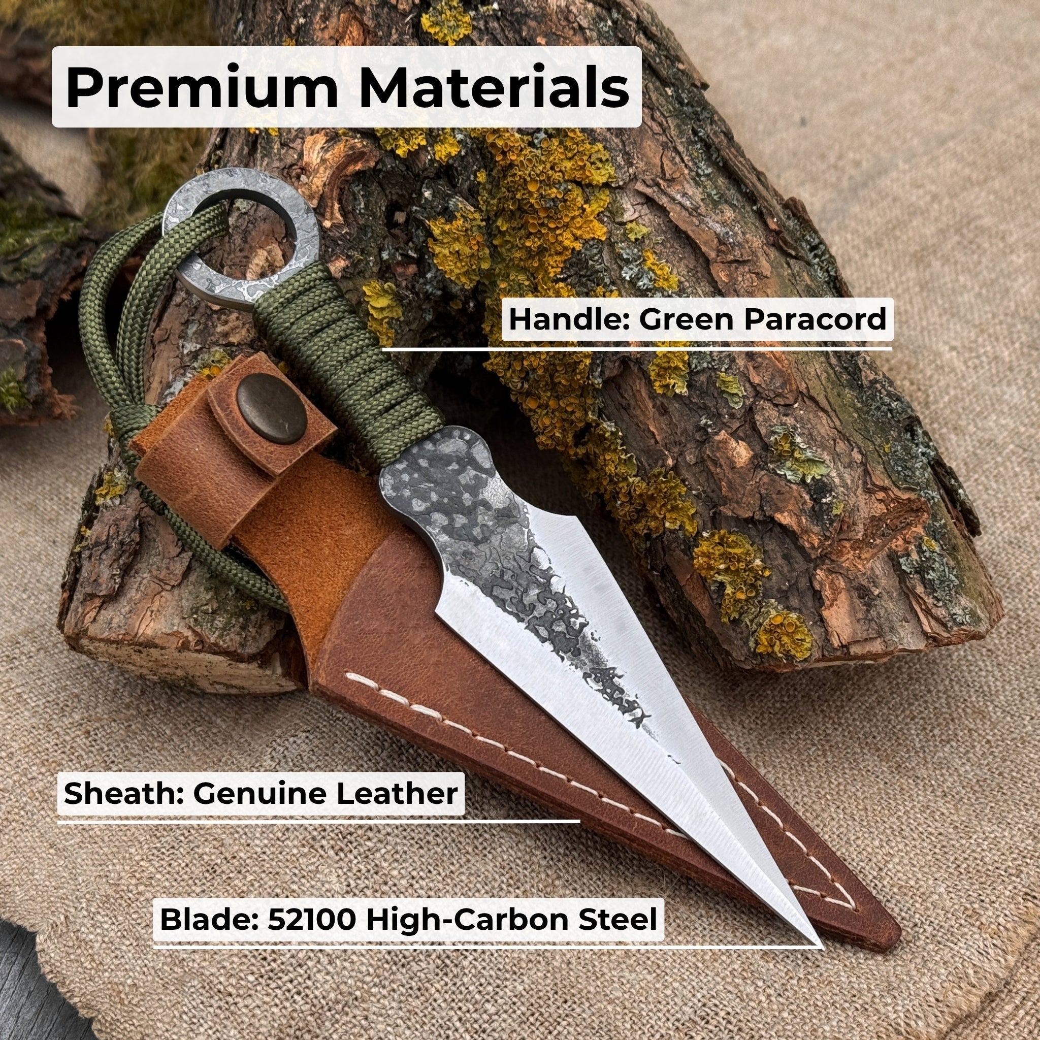 Throwing Knife with Leather Sheath, 16 cm (6.3 inches)