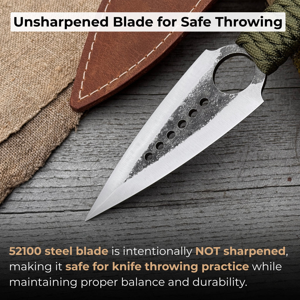 Throwing Knife with Leather Sheath, 19 cm (7.48 inches)