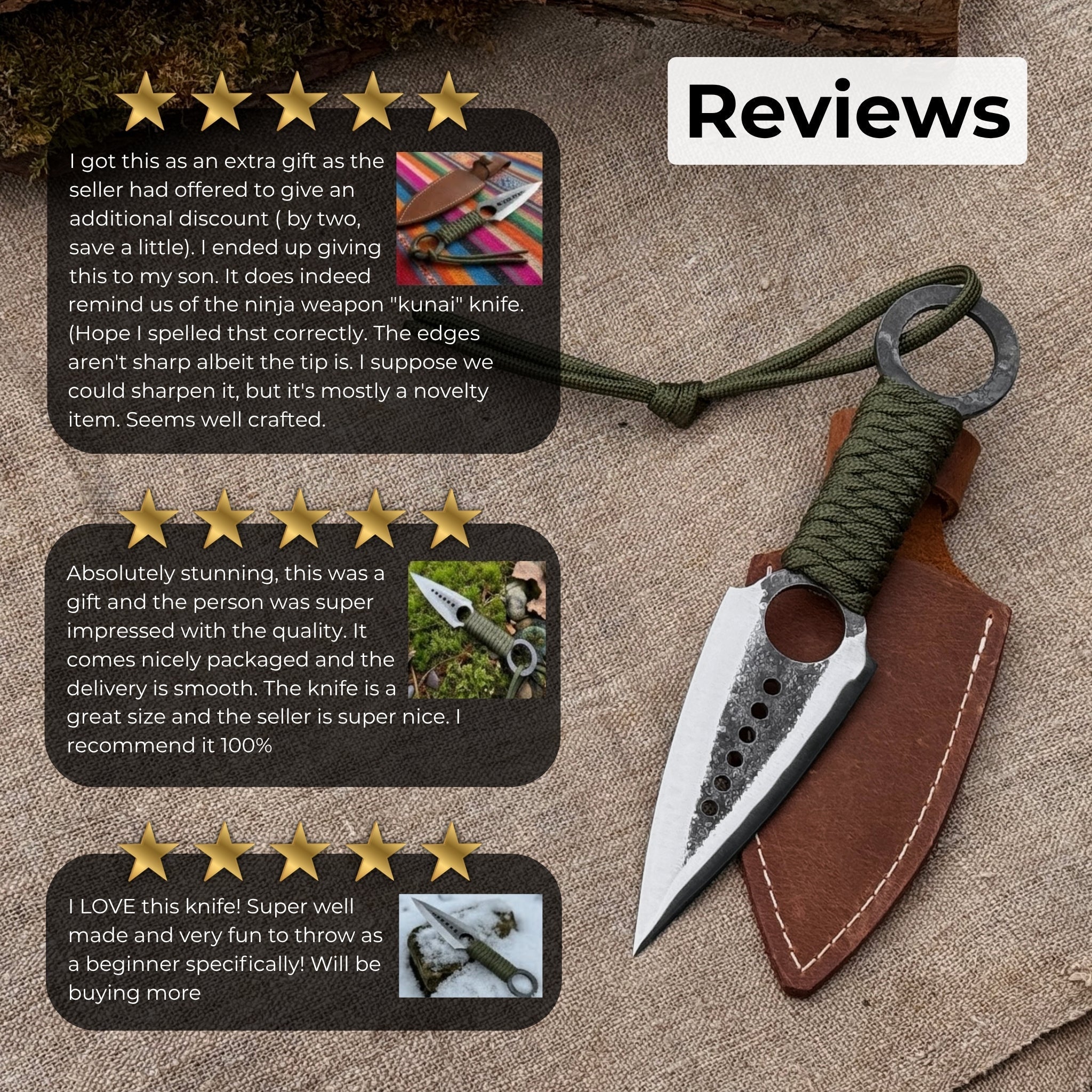 Throwing Knife with Leather Sheath, 19 cm (7.48 inches)