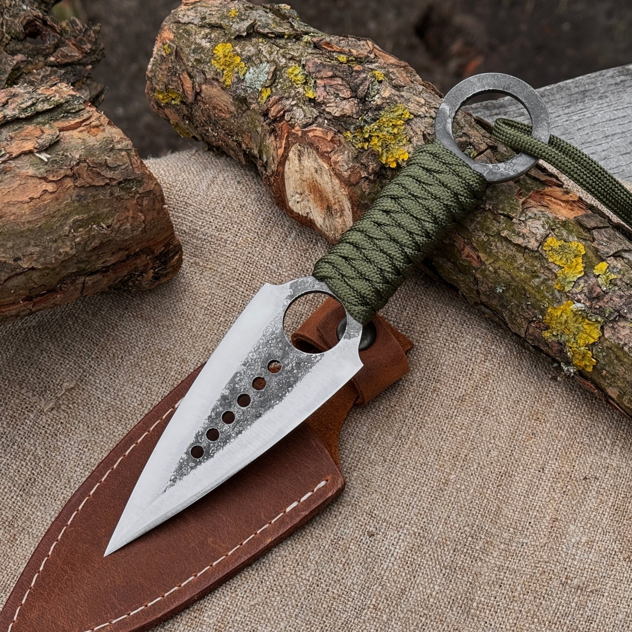 Throwing Knife with Leather Sheath, 19 cm (7.48 inches)