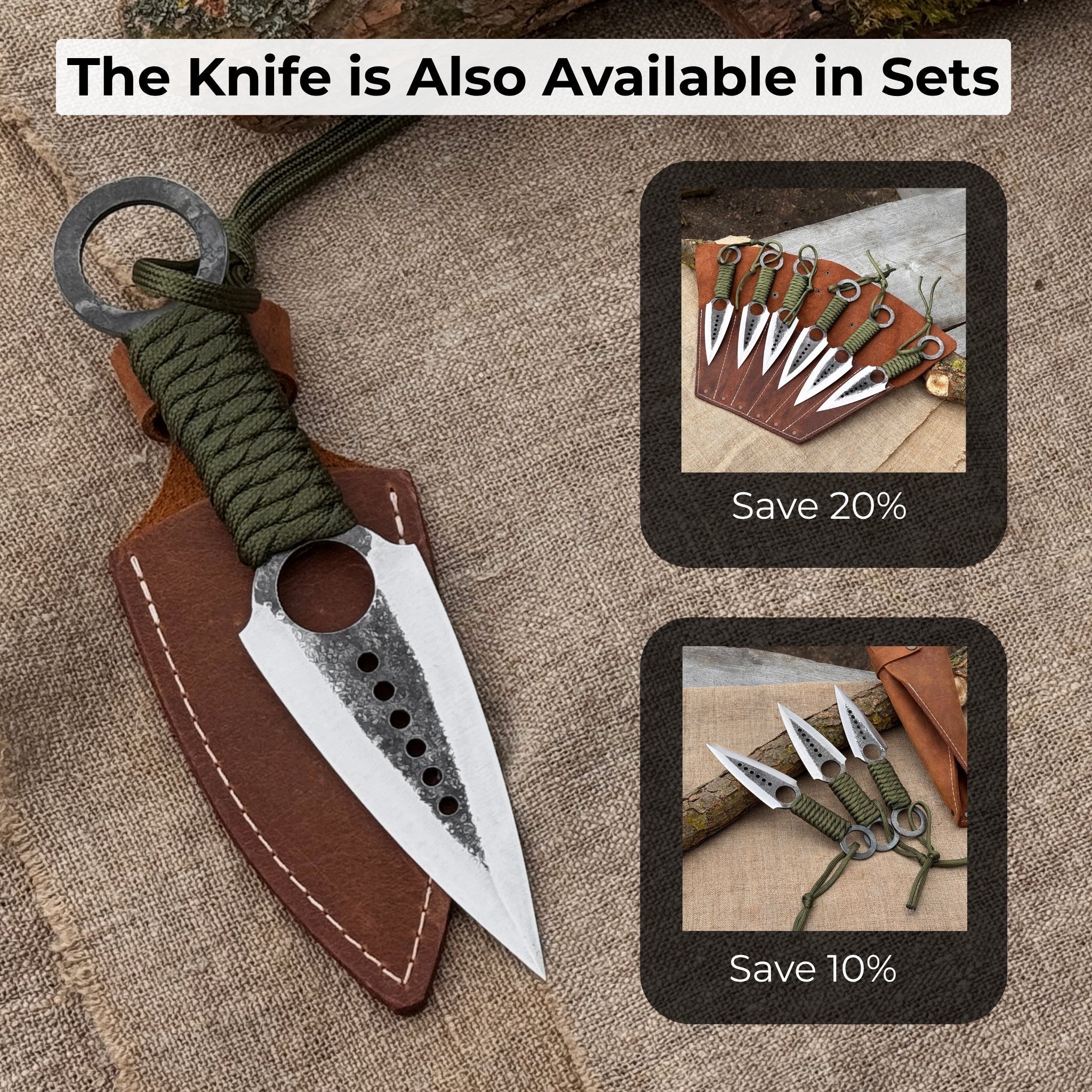 Throwing Knife with Leather Sheath, 19 cm (7.48 inches)